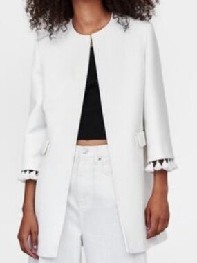 Zara Coat with Tassels White